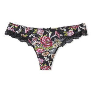 VS BLACK Floral Embroidered Keyhole Thong Panty